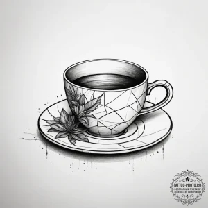 Broken teacup (kintsugi style), tattoo sketch... - эскиз тату (№1753766277_0, 29.07.2025 05:17) — tattoo-photo.ru