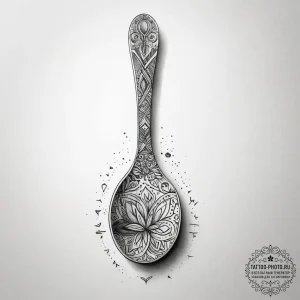 Tattoo sketch a small, rustic wooden spoon or... - эскиз тату (№1753766471_0, 29.07.2025 05:21) — tattoo-photo.ru