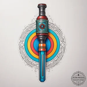A lightsaber, tattoo line art, vibrant colors... - эскиз тату (№1753767250_0, 29.07.2025 05:34) — tattoo-photo.ru