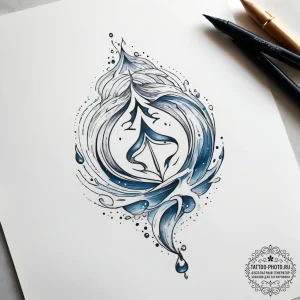 Tattoo sketch aquarius's water symbol subtly... - эскиз тату (№1753768232_0, 29.07.2025 05:50) — tattoo-photo.ru