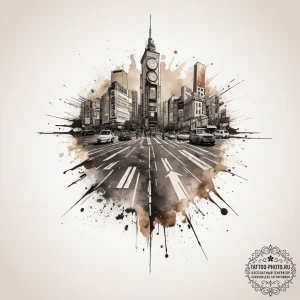The organized chaos of shibuya crossing in to... - эскиз тату (№1753768425_0, 29.07.2025 05:53) — tattoo-photo.ru