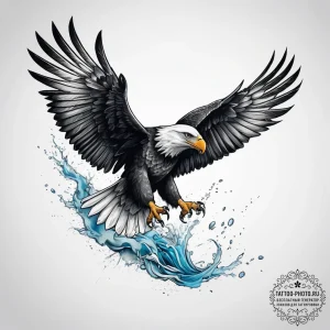 An eagle in flight, talons outstretched, abou... - эскиз тату (№1753769409_0, 29.07.2025 06:10) — tattoo-photo.ru