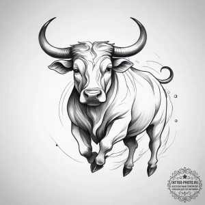 Tattoo design a taurus bull, depicted in a fl... - эскиз тату (№1753770187_0, 29.07.2025 06:23) — tattoo-photo.ru