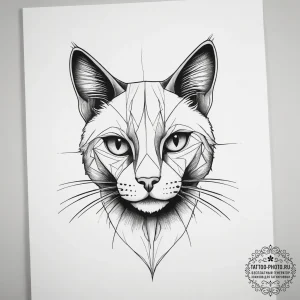 Black cat, artistic tattoo sketch, on a clean... - эскиз тату (№1753770379_0, 29.07.2025 06:26) — tattoo-photo.ru
