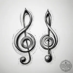 Tattoo design two halves of a musical score o... - эскиз тату (№1753770574_0, 29.07.2025 06:29) — tattoo-photo.ru