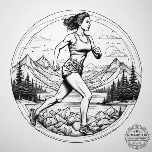 Tattoo design a retro character running acros... - эскиз тату (№1753771942_0, 29.07.2025 06:52) — tattoo-photo.ru