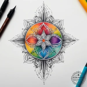 Tattoo sketch a vibrant rainbow effect on a m... - эскиз тату (№1753772522_0, 29.07.2025 07:02) — tattoo-photo.ru