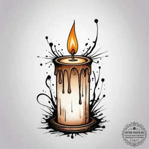 A lit candle dripping wax, ink illustration f... - эскиз тату (№1753773301_0, 29.07.2025 07:15) — tattoo-photo.ru
