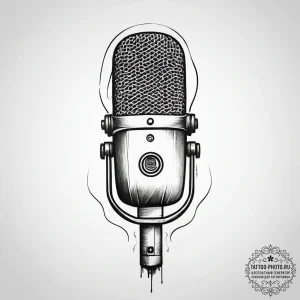 Tattoo sketch a microphone on one, a speaker... - эскиз тату (№1753773494_0, 29.07.2025 07:18) — tattoo-photo.ru