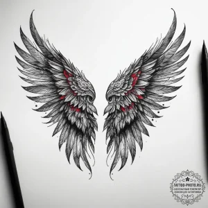 Tattoo sketch a pair of wings unfurled, symbo... - эскиз тату (№1753774647_0, 29.07.2025 07:37) — tattoo-photo.ru