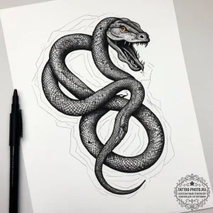 A telephone with its cord turning into a snak... - эскиз тату (№1753775627_0, 29.07.2025 07:53) — tattoo-photo.ru