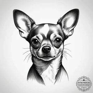 Chihuahua, tattoo drawing outline, on a clean... - эскиз тату (№1753776398_0, 29.07.2025 08:06) — tattoo-photo.ru