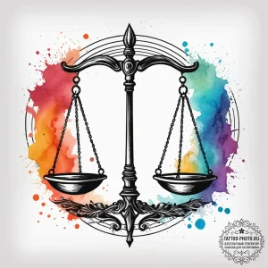 Tattoo sketch libra's scales, appearing as an... - эскиз тату (№1753776592_0, 29.07.2025 08:09) — tattoo-photo.ru