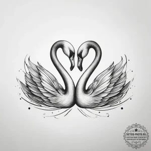 Tattoo sketch two entwined swans, representin... - эскиз тату (№1753777169_0, 29.07.2025 08:19) — tattoo-photo.ru