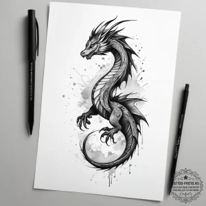 Basilisk, ink illustration for tattoo, on a c... - эскиз тату (№1753777938_0, 29.07.2025 08:32) — tattoo-photo.ru