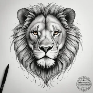 Tattoo sketch a leo lion's eye subtly integra... - эскиз тату (№1753778133_0, 29.07.2025 08:35) — tattoo-photo.ru