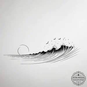 Tattoo sketch a minimalist wave cresting towa... - эскиз тату (№1753778717_0, 29.07.2025 08:45) — tattoo-photo.ru