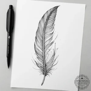 Tattoo sketch a delicate feather with intrica... - эскиз тату (№1753779496_0, 29.07.2025 08:58) — tattoo-photo.ru