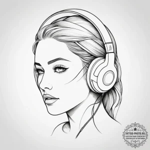 Tattoo sketch a single gaming headset outline... - эскиз тату (№1753780680_0, 29.07.2025 09:18) — tattoo-photo.ru