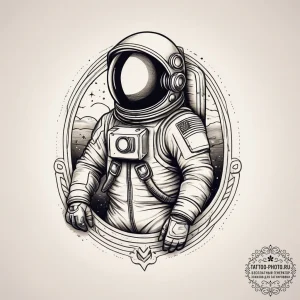 Astronaut, concept art for tattoo, on a clean... - эскиз тату (№1753781258_0, 29.07.2025 09:27) — tattoo-photo.ru