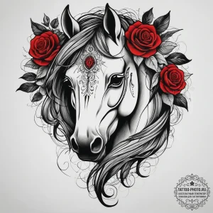 Tattoo sketch a horse's head, graceful and po... - эскиз тату (№1753800716_0, 29.07.2025 14:51) — tattoo-photo.ru