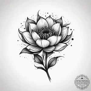 Tattoo sketch a blooming flower bud and a ful... - эскиз тату (№1753801122_0, 29.07.2025 14:58) — tattoo-photo.ru