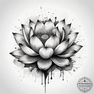 Tattoo sketch a lotus flower pushing through... - эскиз тату (№1753801315_0, 29.07.2025 15:01) — tattoo-photo.ru
