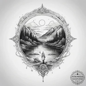 Tattoo design: a mystical scene of veles guid... - эскиз тату (№1753801716_0, 29.07.2025 15:08) — tattoo-photo.ru
