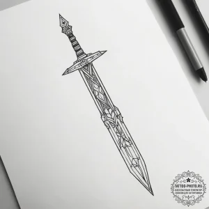 Tattoo design a tiny pixelated sword linework... - эскиз тату (№1753803098_0, 29.07.2025 15:31) — tattoo-photo.ru