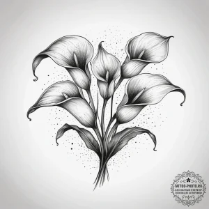 Calla lilies, tattoo flash sheet design, blac... - эскиз тату (№1753803905_0, 29.07.2025 15:45) — tattoo-photo.ru