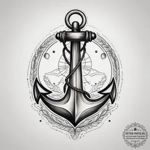 Anchor, tattoo line art, on a clean white pap... - эскиз тату (№1753804102_0, 29.07.2025 15:48) — tattoo-photo.ru