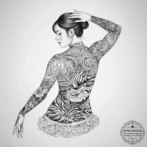 A person practicing tai chi in a tranquil par... - эскиз тату (№1753805090_0, 29.07.2025 16:04) — tattoo-photo.ru