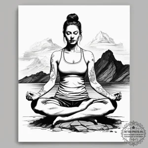 A serene photo of a yoga instructor meditatin... - эскиз тату (№1753805493_0, 29.07.2025 16:11) — tattoo-photo.ru