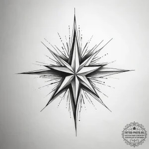 Tattoo sketch a single, glowing "north star"... - эскиз тату (№1753805690_0, 29.07.2025 16:14) — tattoo-photo.ru
