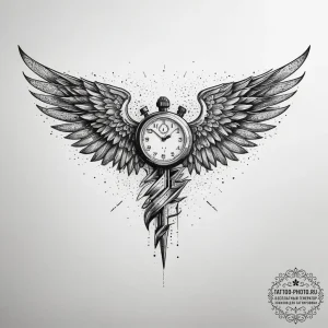 Tattoo design a "speedrun" stopwatch with win... - эскиз тату (№1753806288_0, 29.07.2025 16:24) — tattoo-photo.ru