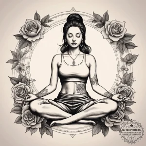 A serene photo of a yoga instructor meditatin... - эскиз тату (№1753807705_0, 29.07.2025 16:48) — tattoo-photo.ru