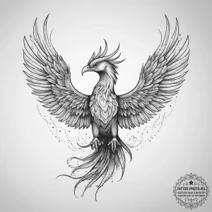 Tattoo sketch a phoenix rising from ashes, re... - эскиз тату (№1753813821_0, 29.07.2025 18:30) — tattoo-photo.ru