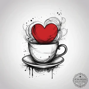 Tattoo design a minimalist teacup with a stea... - эскиз тату (№1753814401_0, 29.07.2025 18:40) — tattoo-photo.ru