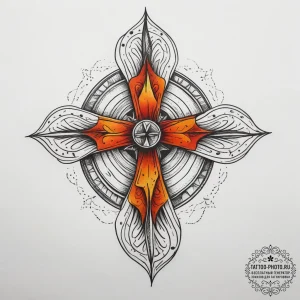 Tattoo design a blend of fiery reds and orang... - эскиз тату (№1753815179_0, 29.07.2025 18:52) — tattoo-photo.ru