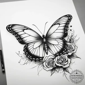 A detailed macro shot of a butterfly's wing.,... - эскиз тату (№1753816362_0, 29.07.2025 19:12) — tattoo-photo.ru