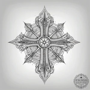Tattoo design a minimalist crosshair linework... - эскиз тату (№1753817136_0, 29.07.2025 19:25) — tattoo-photo.ru
