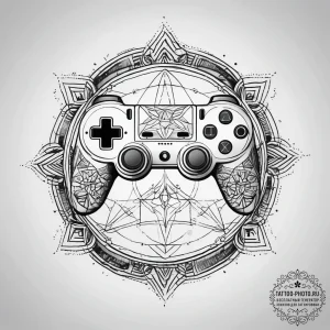 Tattoo sketch a gaming console controller wit... - эскиз тату (№1753817329_0, 29.07.2025 19:28) — tattoo-photo.ru