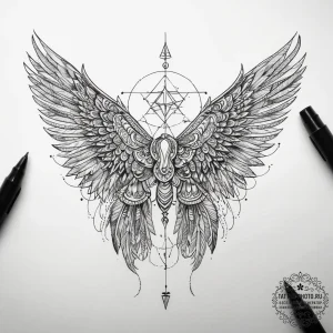 Tattoo sketch a pair of wings unfurled, symbo... - эскиз тату (№1753819263_0, 29.07.2025 20:01) — tattoo-photo.ru