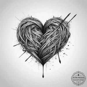 Tattoo design a knitting needle and yarn form... - эскиз тату (№1753819456_0, 29.07.2025 20:04) — tattoo-photo.ru