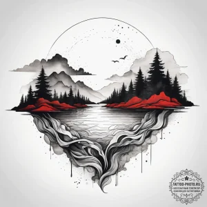 Tattoo design: a landscape of fertile earth a... - эскиз тату (№1753819842_0, 29.07.2025 20:10) — tattoo-photo.ru