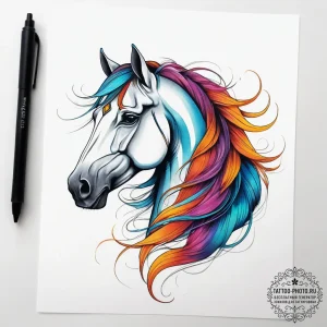 Tattoo sketch a horse's head, graceful and po... - эскиз тату (№1753820612_0, 29.07.2025 20:23) — tattoo-photo.ru
