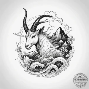 Tattoo design a capricorn goat-fish, with a m... - эскиз тату (№1753822738_0, 29.07.2025 20:58) — tattoo-photo.ru