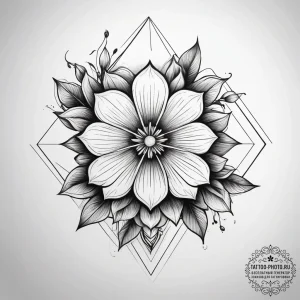 Tattoo design a delicate hexagon with a tiny... - эскиз тату (№1753823712_0, 29.07.2025 21:15) — tattoo-photo.ru