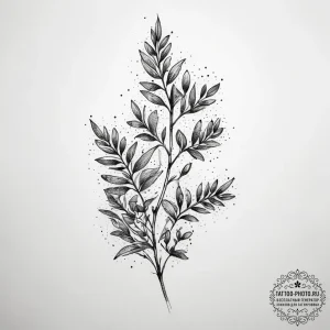 Tattoo sketch a tiny floral branch on the col... - эскиз тату (№1753824487_0, 29.07.2025 21:28) — tattoo-photo.ru