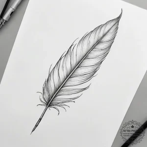Tattoo design a single feather or leaf that s... - эскиз тату (№1753826407_0, 29.07.2025 22:00) — tattoo-photo.ru